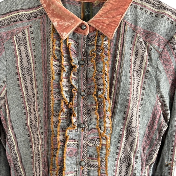 EUC Anthropologie Aratta silent
Journey Mixed Fabric Shirt Dress Size Large - Picture 6 of 12